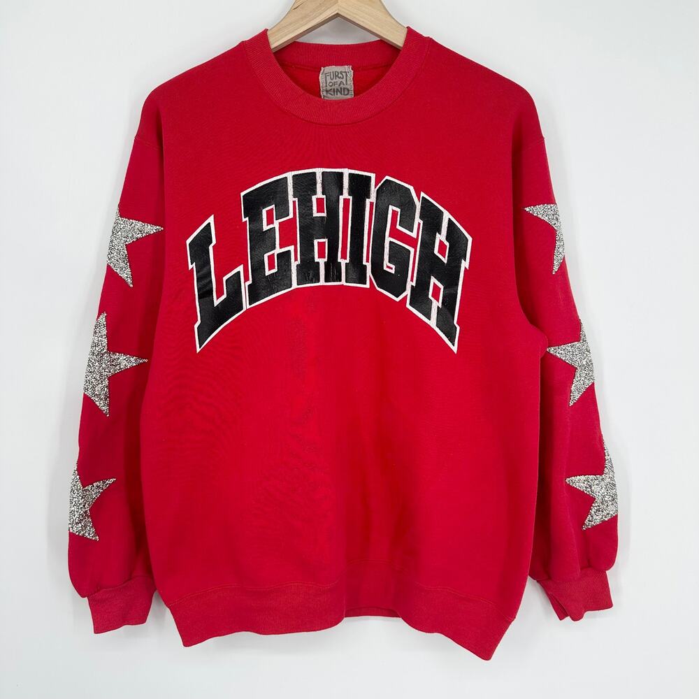 Furst of a Kind Lehigh University Sweatshirt Vintage Reworked Oversized Red - Picture 2 of 10